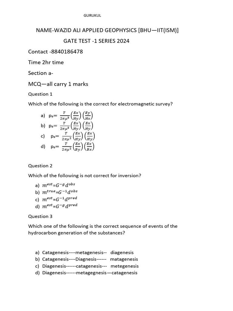 Test series gate 1 2024 pdf