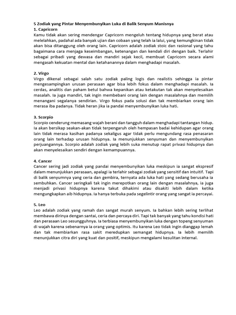 03 - 5 Zodiak Yang Pintar Menyembunyikan Luka Di Balik Senyum Manisnya