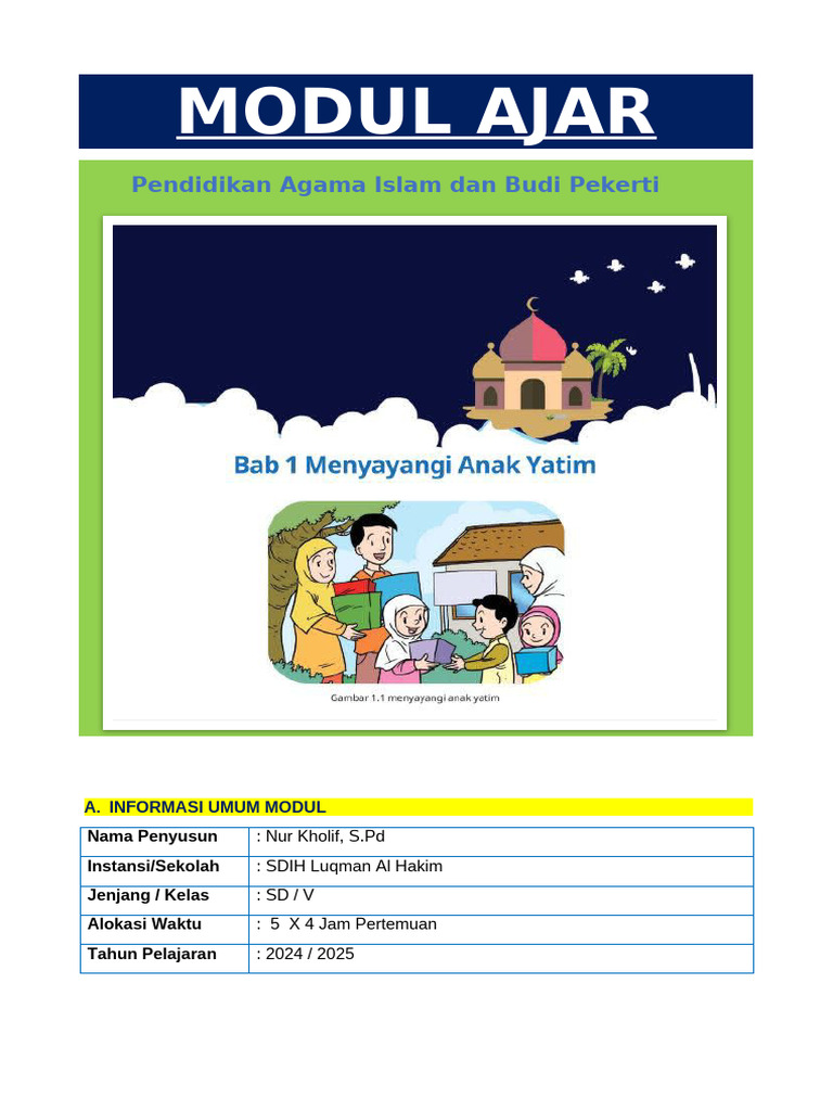 Modul Ajar PAI Kelas 5 - BAB 1 | PDF