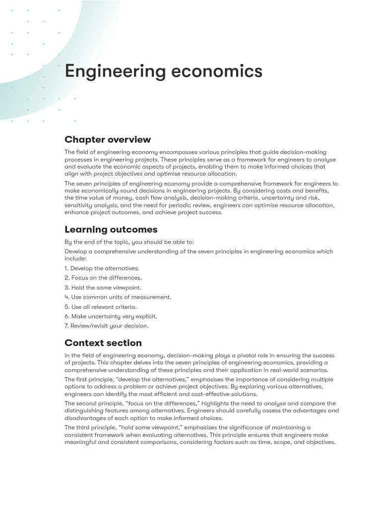 Topic Workbook - Engineering Economics | PDF