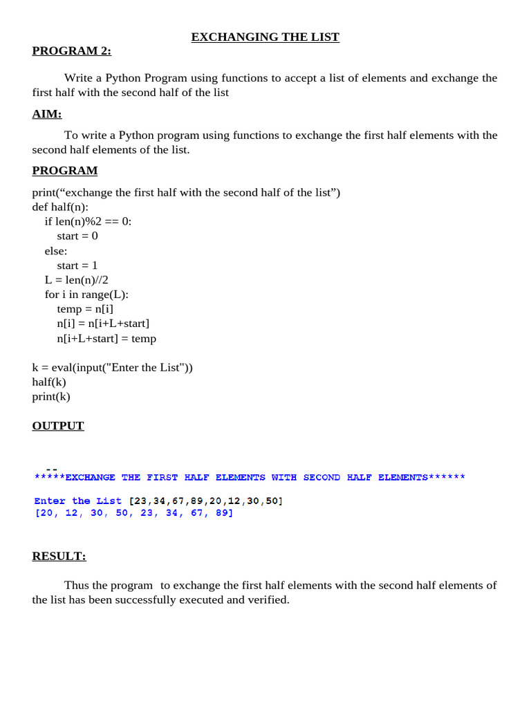 2.exchanging The First Half With Second Half | PDF