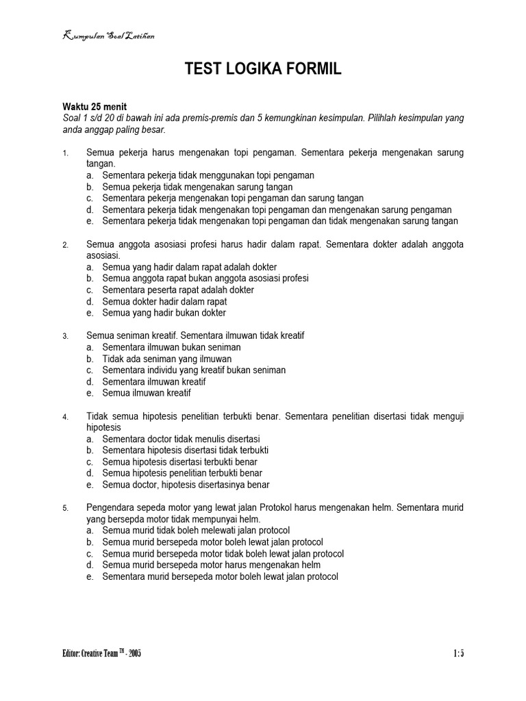 Soal psikotest logika formil pdf io pdf