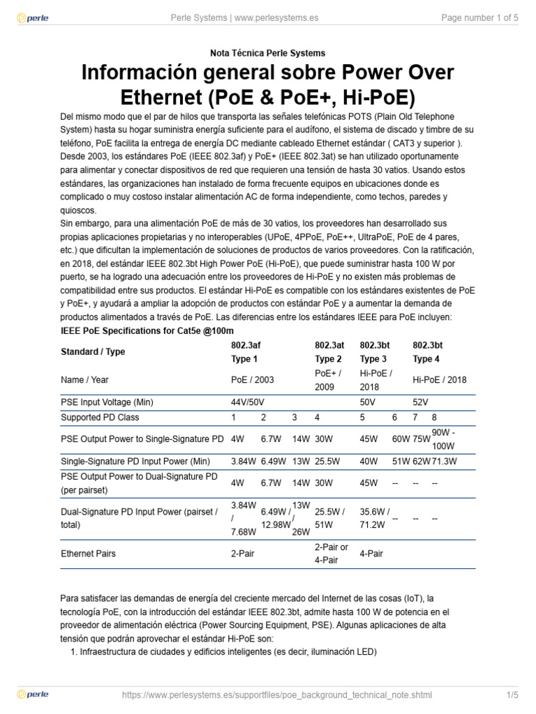 Guía sobre Hi-PoE y estándares PoE | PDF | Informática | Hogar ...