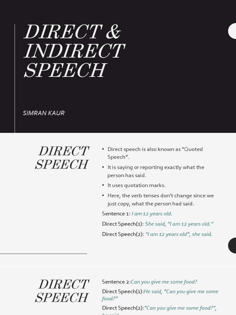 Direct and Indirect Speech Explained | PDF | Syntax | Semantics