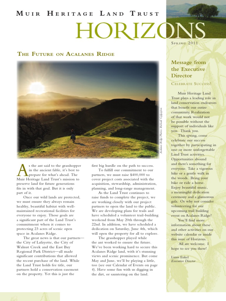 Spring 2011 Horizons, Muir Heritage Land Trust Newsletter | PDF ...