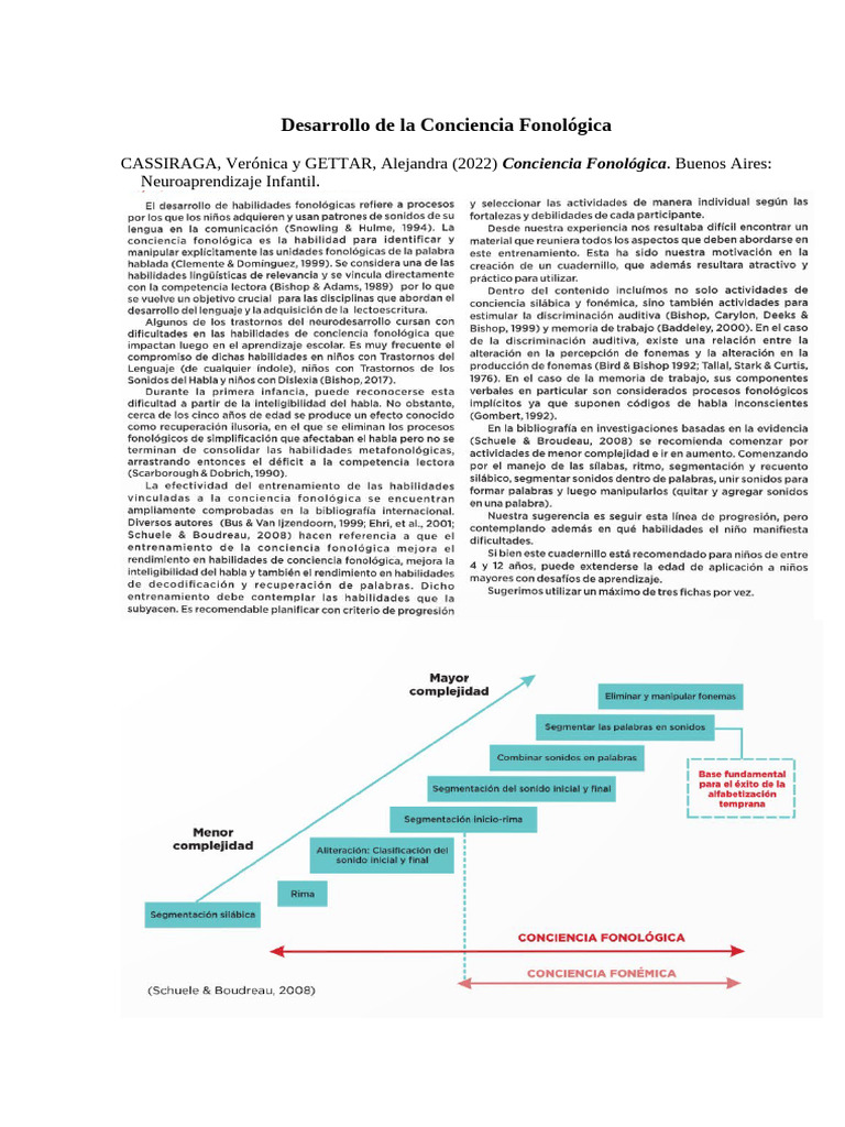 Desarrollo de La Conciencia Fonológica | PDF