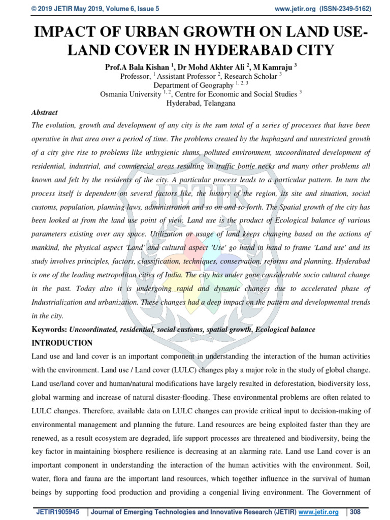 Impact of Urban Growth On Land Use Land | PDF