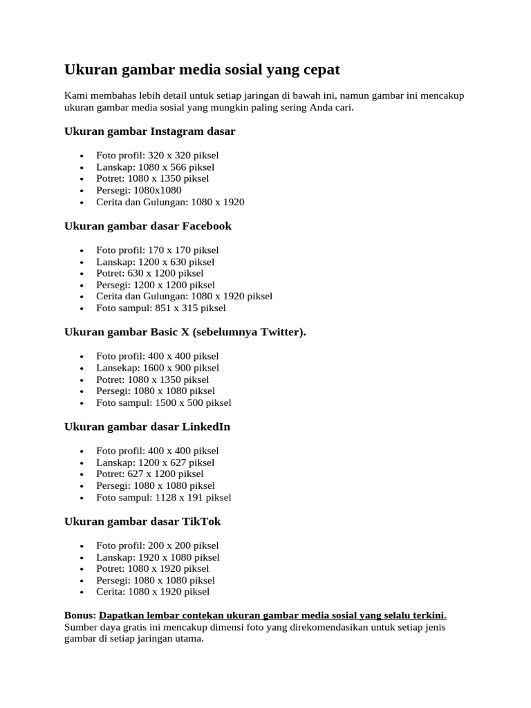 Ukuran gambar media sosial pdf