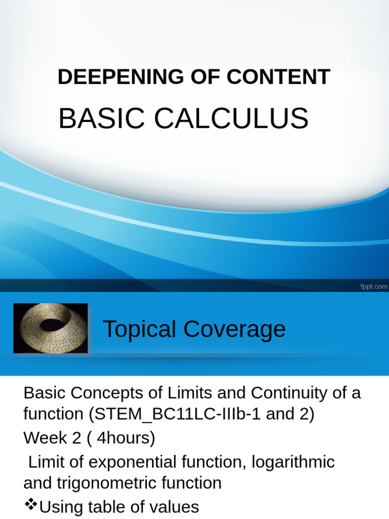 Basic Calculus Deepening 2nd Week | PDF