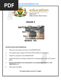 FS Natural Sciences Grade 8 November 2023 QP and Memo