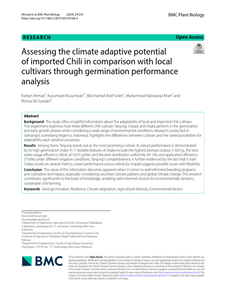 Assessing The Climate Adaptive Potential of Imported Chili in ...