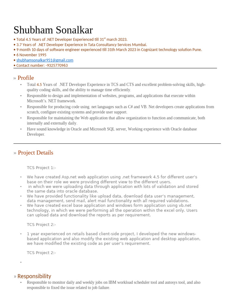 Shubham Sonalkar Resume 29 March 2023 | PDF | World Wide Web | Internet ...
