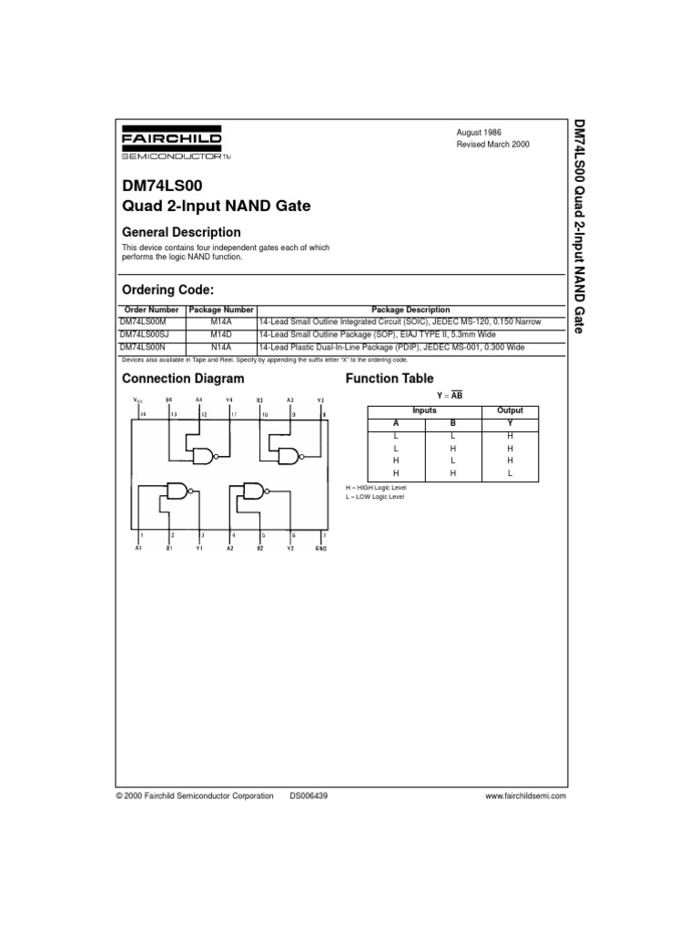 74LS00 NAND Gate Pinout, Example, Features And Datasheet, 57% OFF