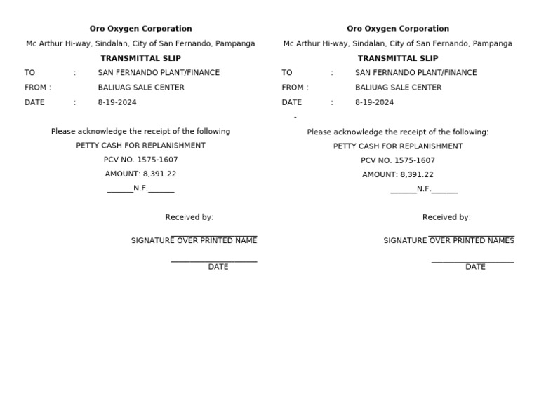 Transmittal Slip | PDF