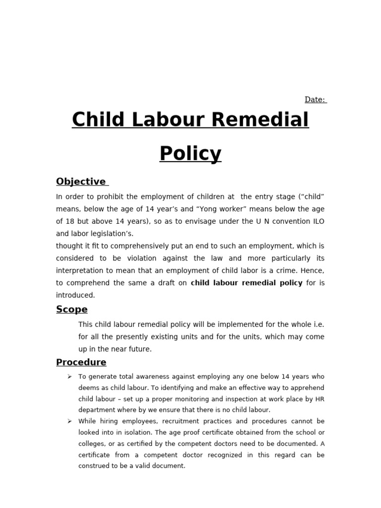 Child Labour Remedial Policy | PDF
