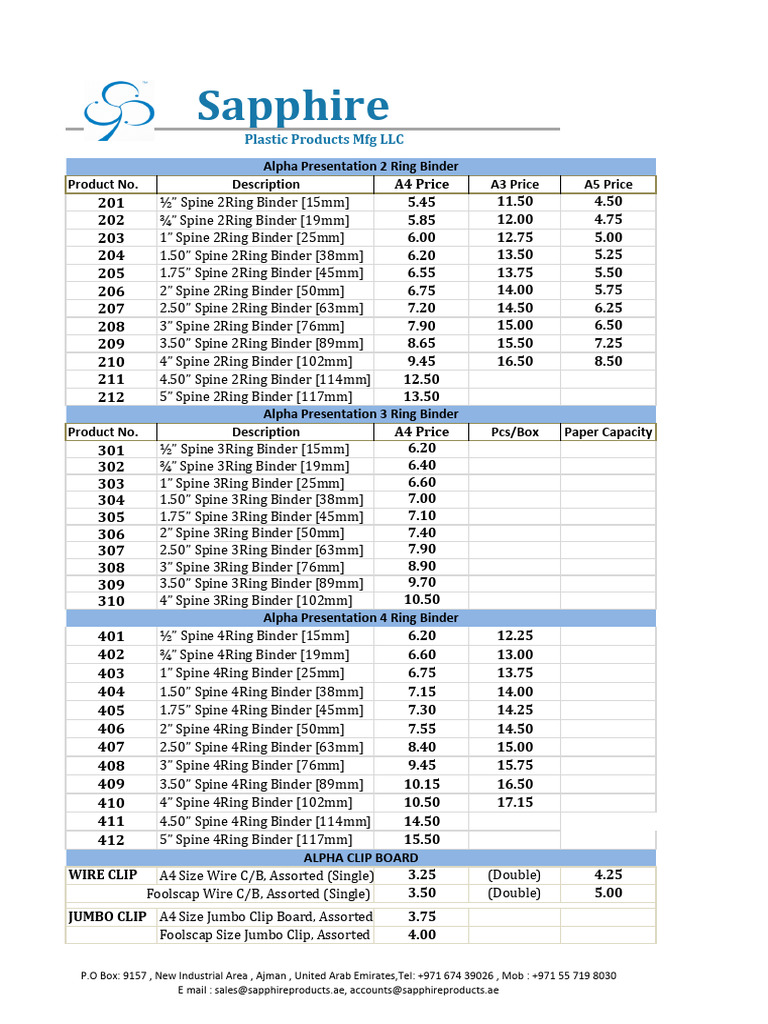 Alpha Binder Price List | PDF