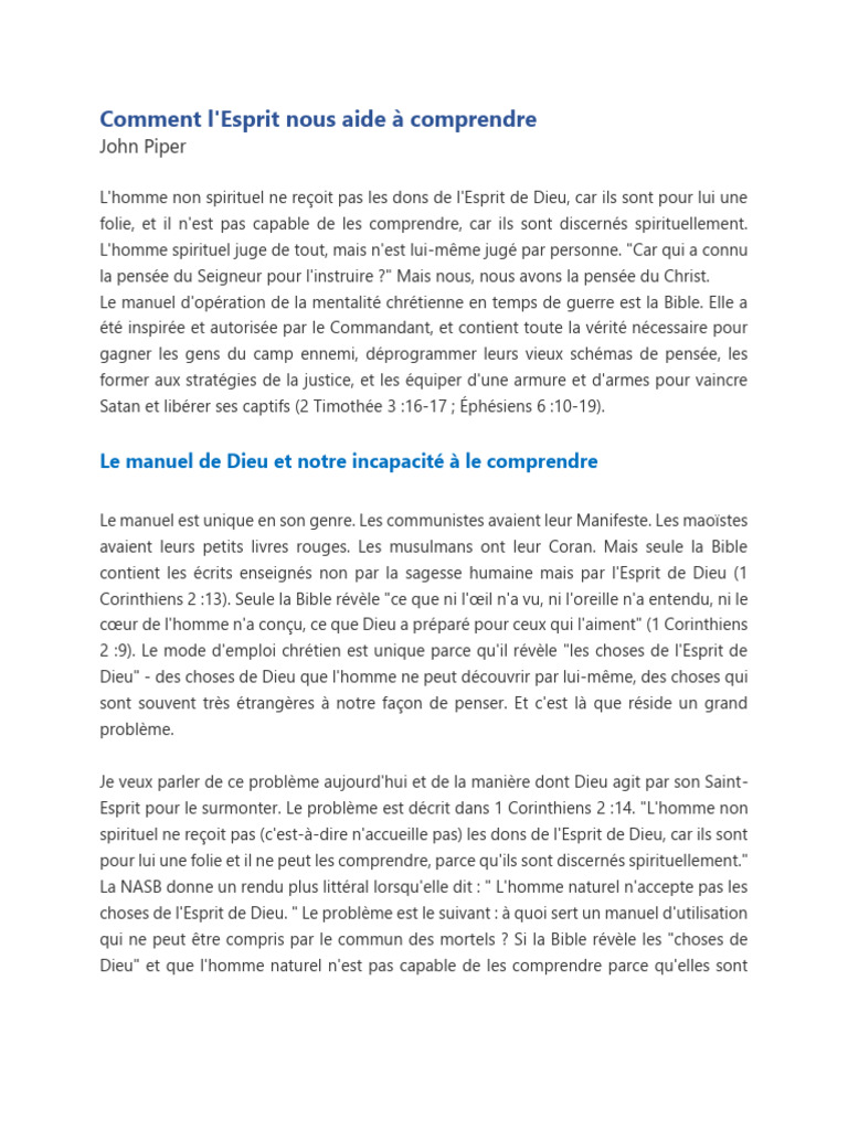 Comment LEsprit Nous Aide À Comprendre | PDF