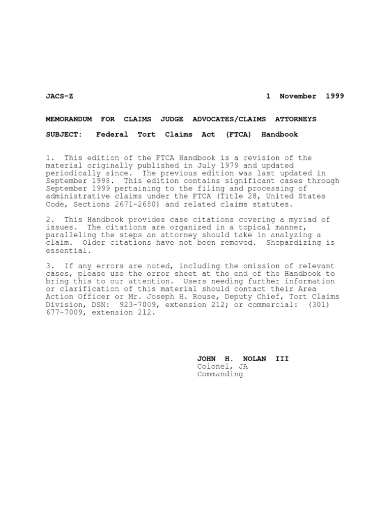 Federal Tort Claims Act (FTCA) Handbook | Tort | Damages