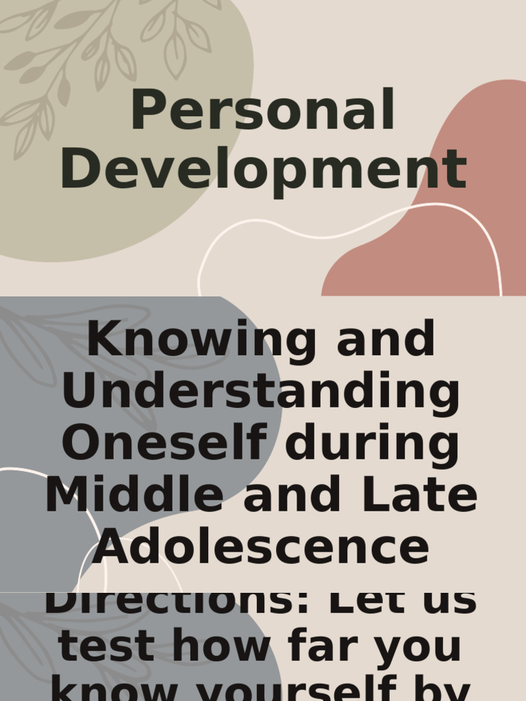 Self-Discovery in Adolescence | PDF | Personal Development | Self ...