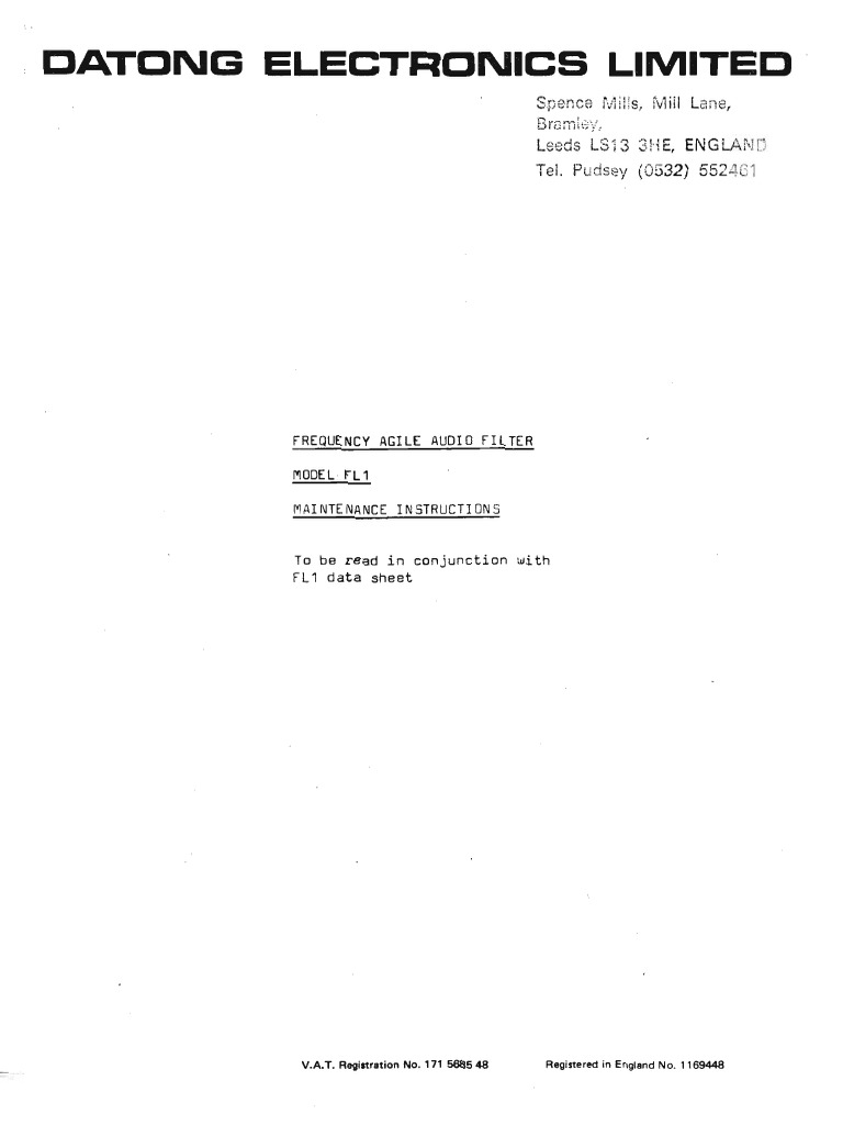 Datong FL1 - Maintenance | PDF
