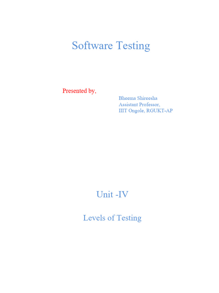 Unit - 4 Levels of Testing | PDF