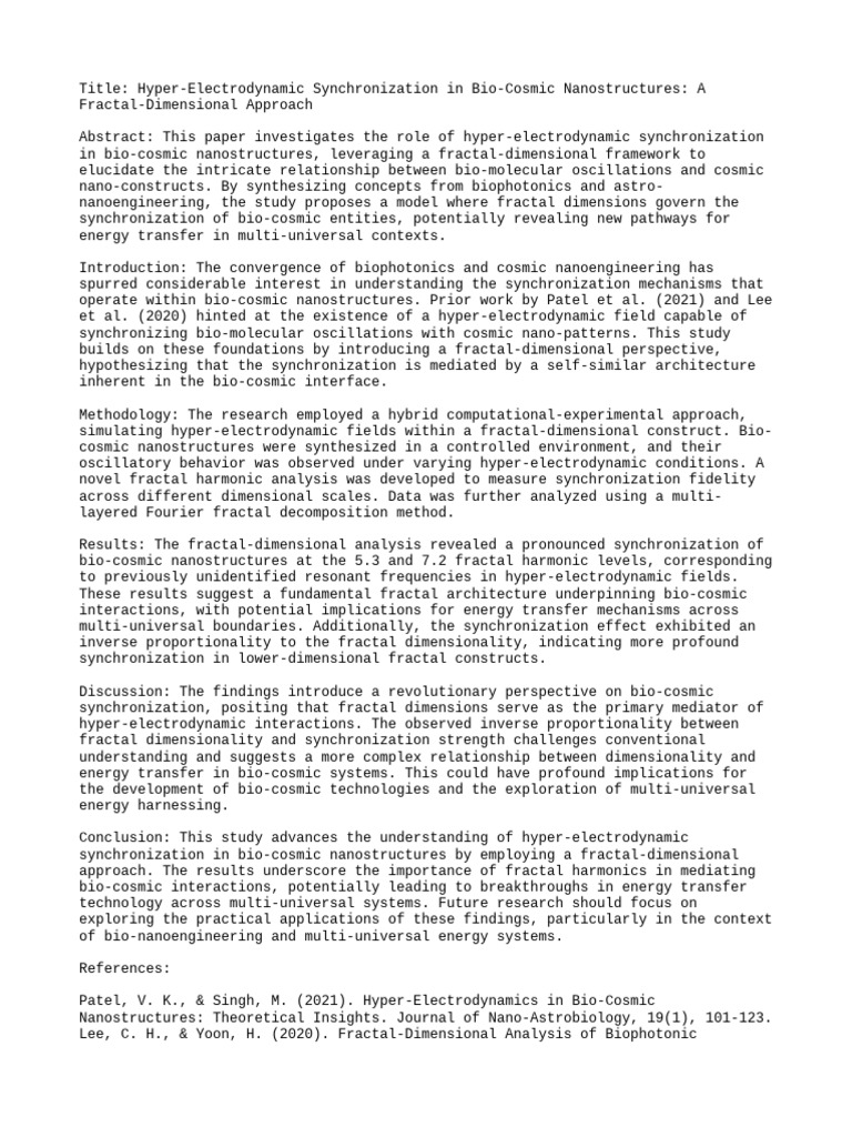 Hyper-Electrodynamic Bio-Cosmic Sync | PDF | Oscillation | Dimension