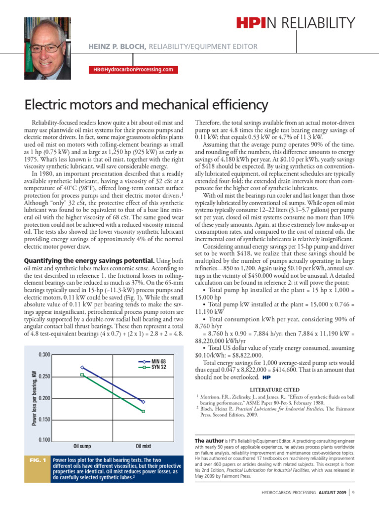 Electric Motors and Mechanical Efficiency | PDF