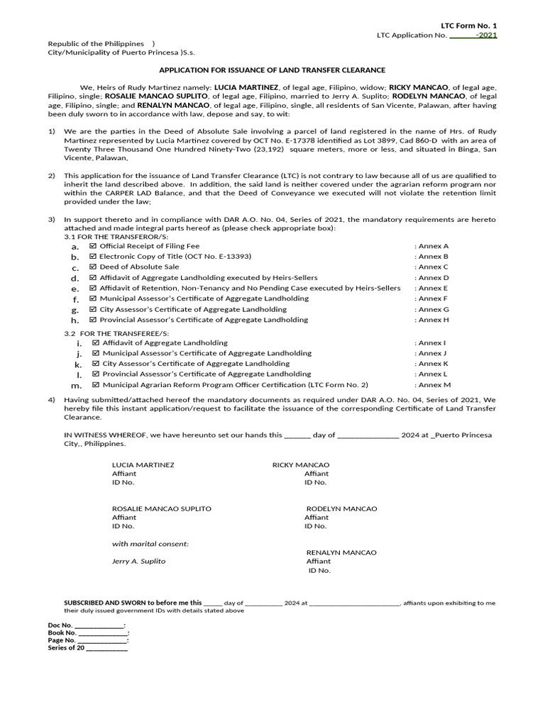 LTC Form No | PDF
