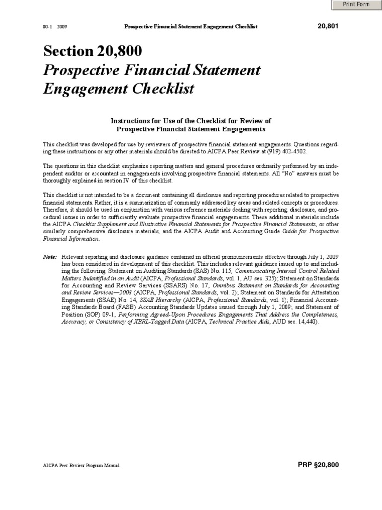 Aicpa Guide For Prospective Financial Statement