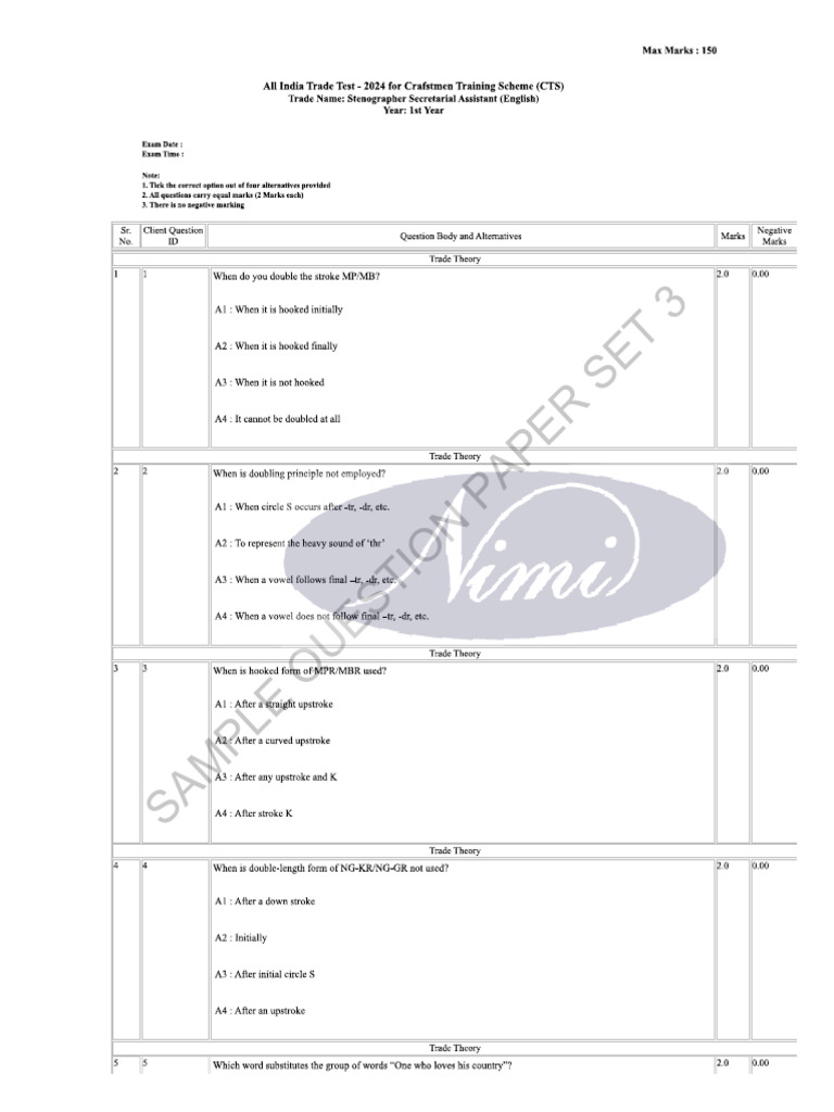 Stenographer Secretarial Assistant (Eng) - 1st Year S 3 | PDF