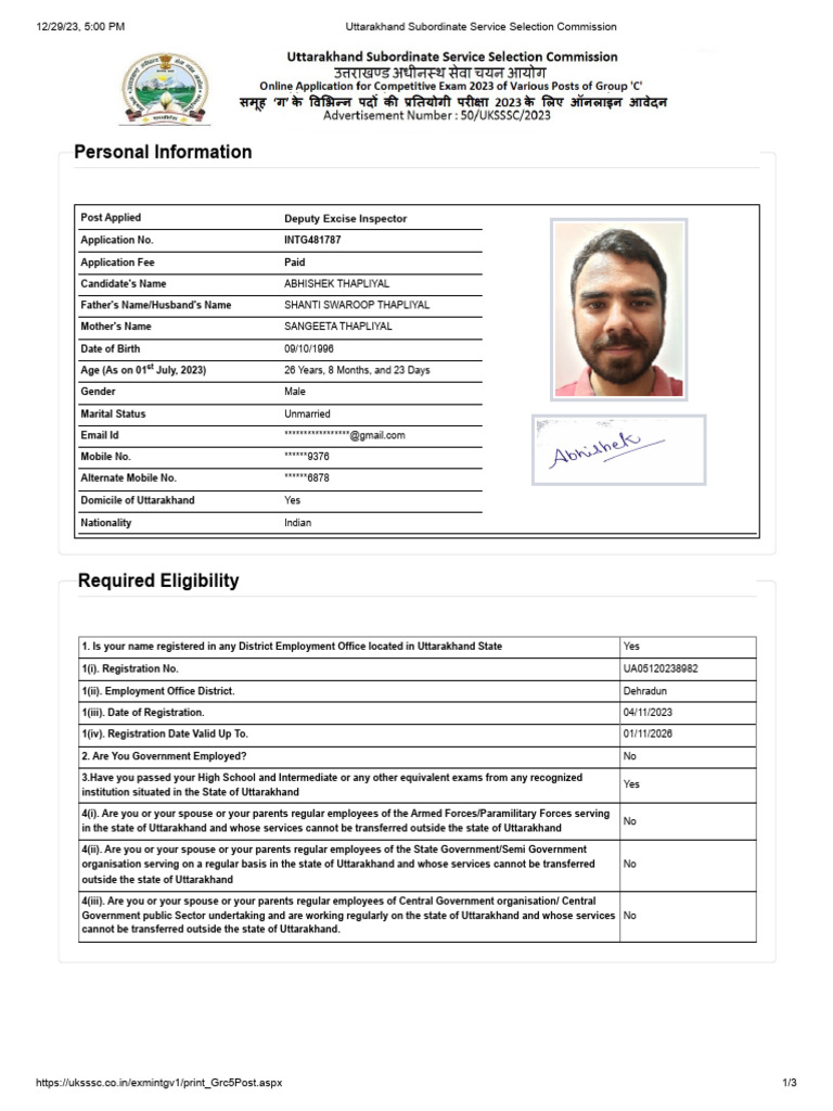 Uttarakhand Subordinate Service Selection Commission | PDF