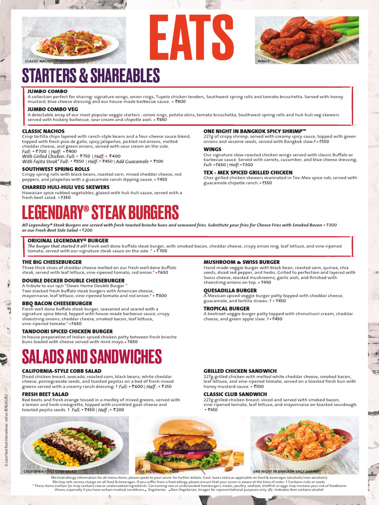 Bangalore Limited Menu | PDF