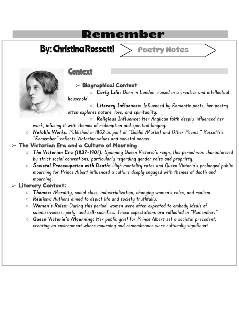 Remember&rsquo; by Christina Rossetti | PDF