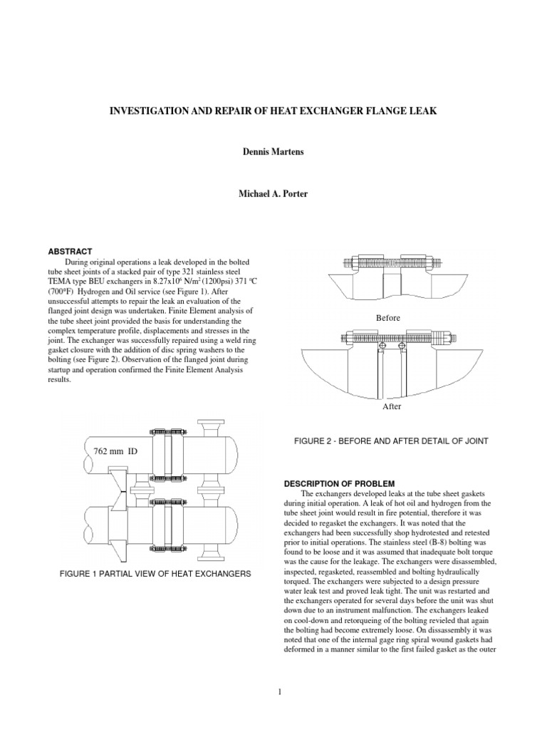 Investigation and Repair of Heat Exchanger Flange Leak | PDF