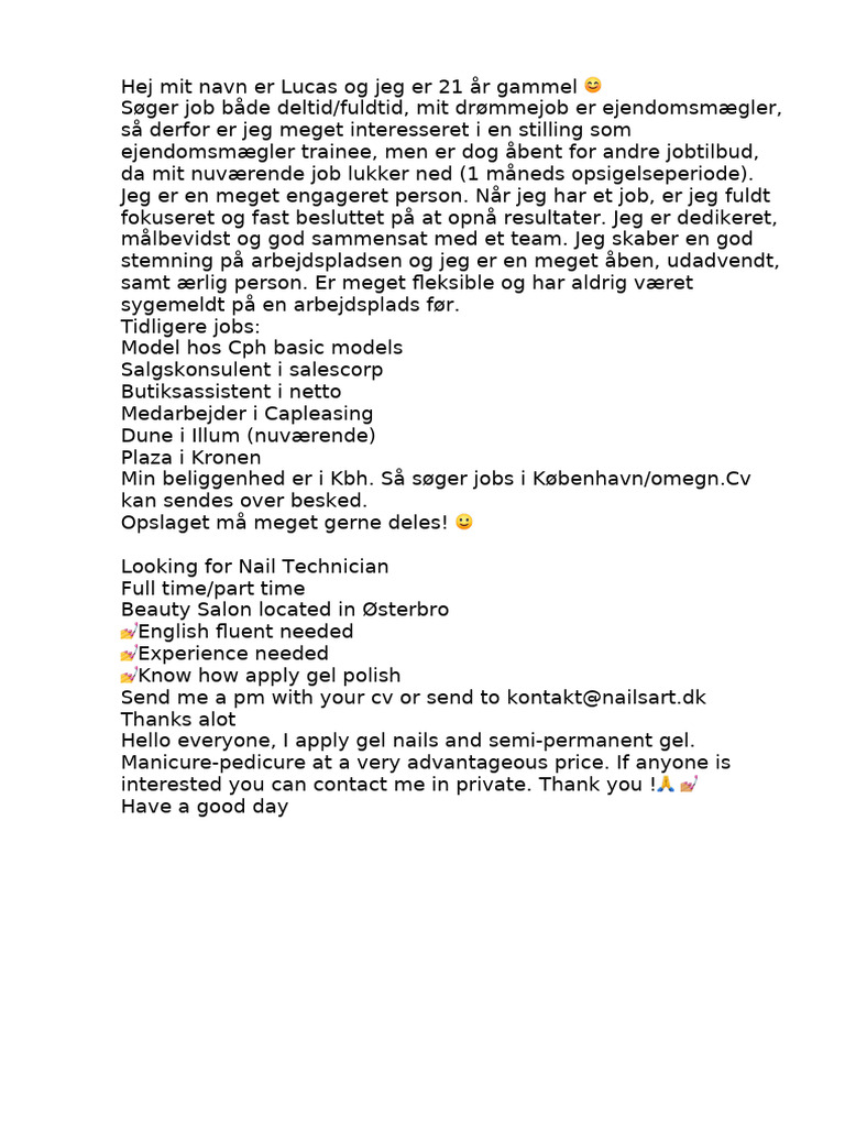 Ansøgning Eksempler | PDF