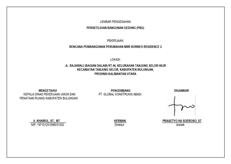 Lembar Pengesahan PBG | PDF