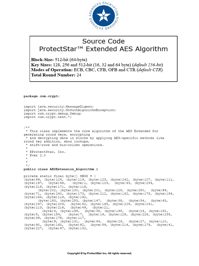 ProtectStar Extended AES Source | PDF