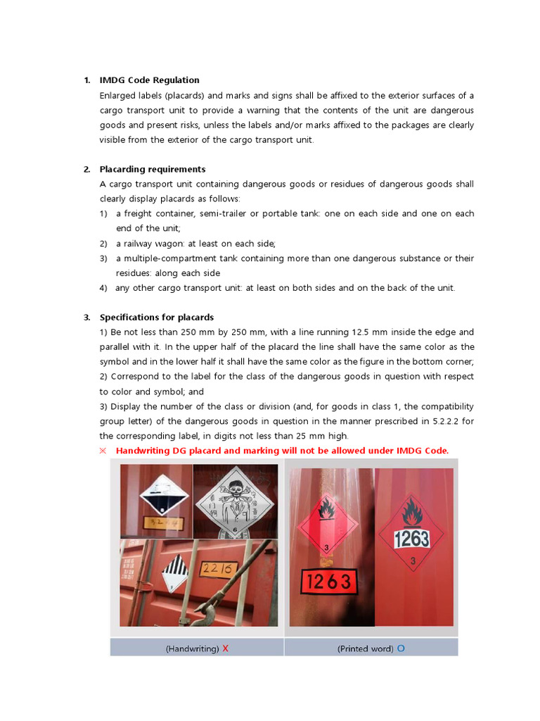 Placarding and Marking of DG Cargo Transport Units | PDF
