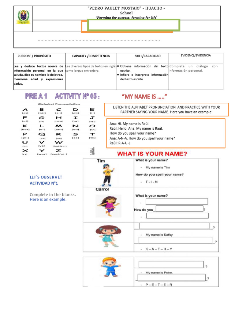 Ada Experience 1 Activity 4 - Pre A 1 | PDF
