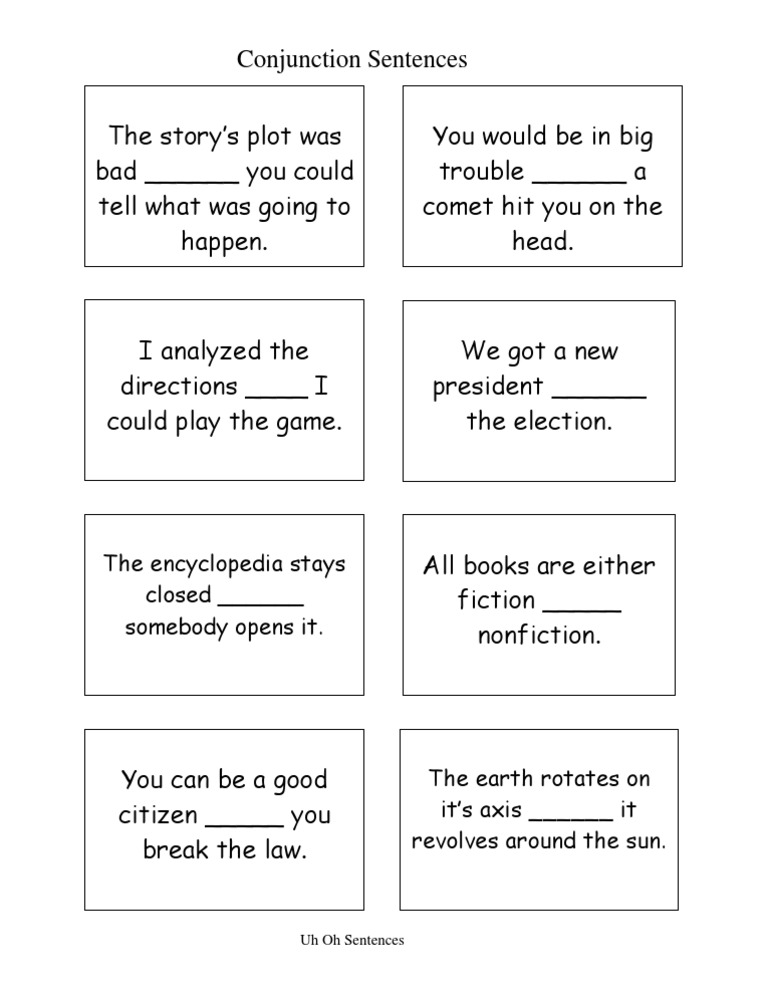 Conjunction Sentences 1 3 | PDF | Mystery, Thriller & Crime Fiction ...