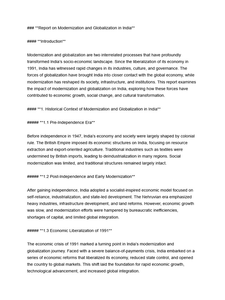 India Globalisation and Modernization | PDF | Globalization | Finance ...