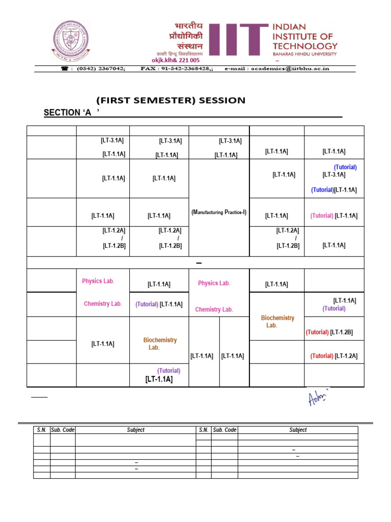 Time-Table For Sem-I Odd 2024-25 15.07.2024 | PDF