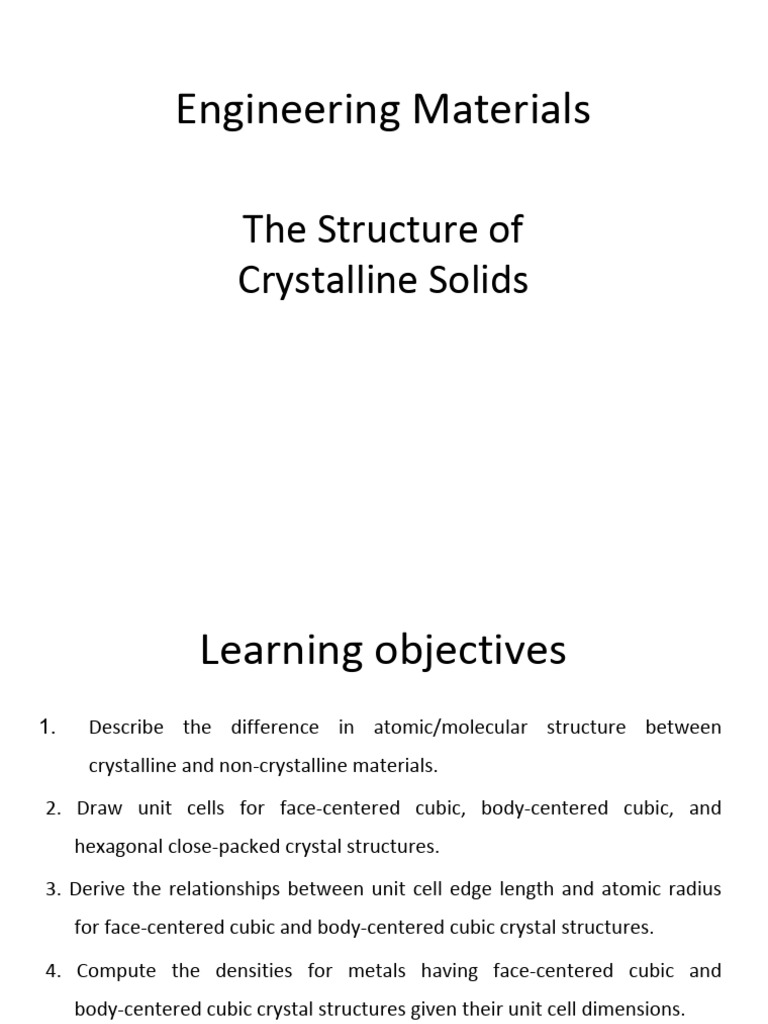 Engineering Materials: The Structure of Crystalline Solids | PDF