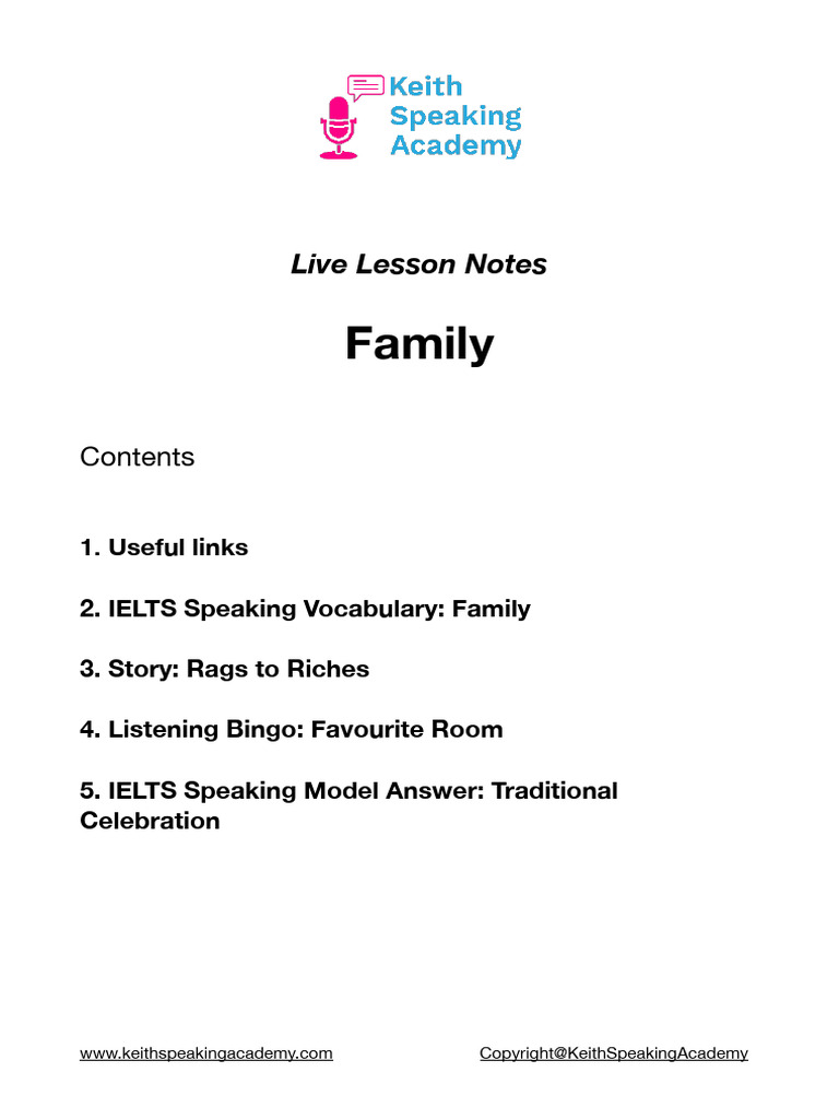 Family Part 3 Lesson Notes | PDF | Wellness