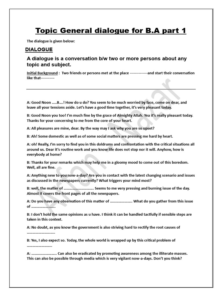 Dialogue For BA New | PDF