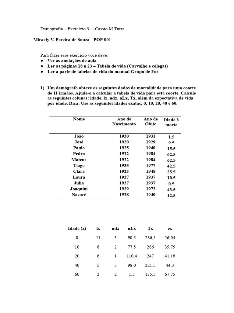 Micaely Pereira - Ex3 - Demografia - 2024 | PDF