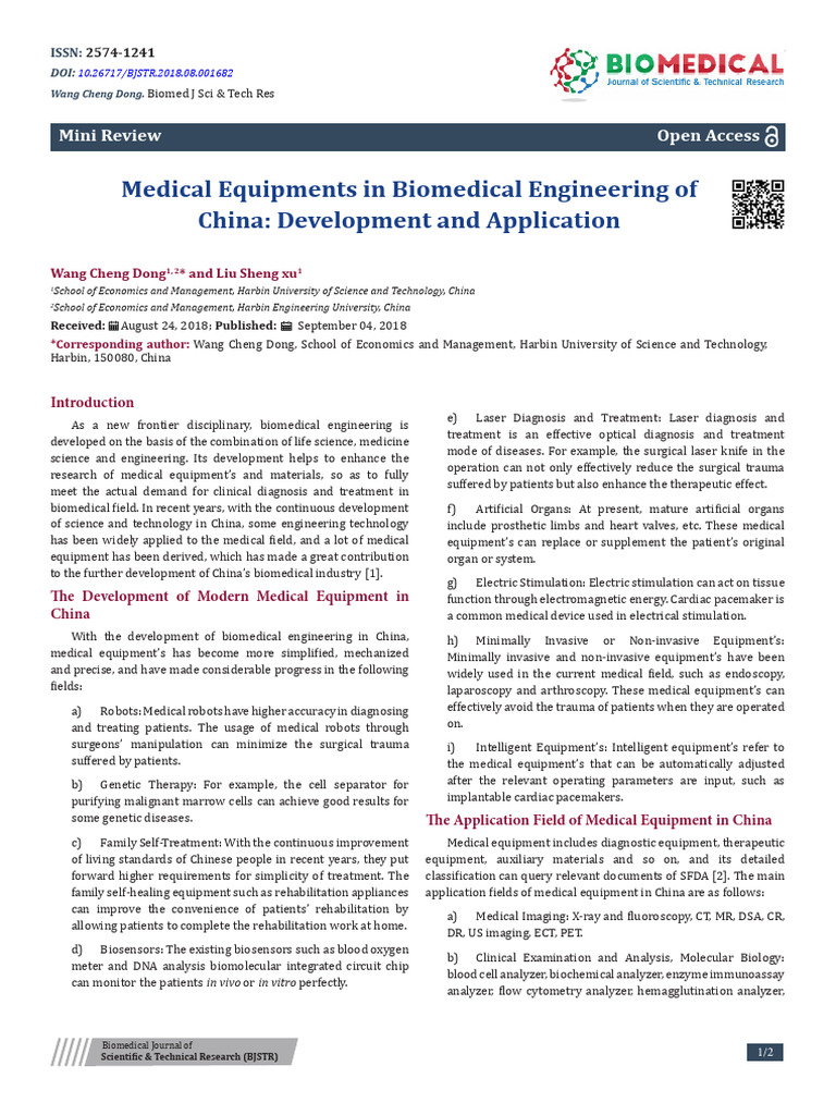 Medical Equipments in Biomedical Engineering of CH | PDF | Medical ...