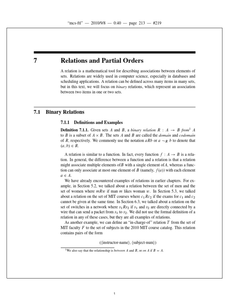 Chapter 7 - Relations and Partial Orders - Lehman, Eric, Leighton, Tom ...