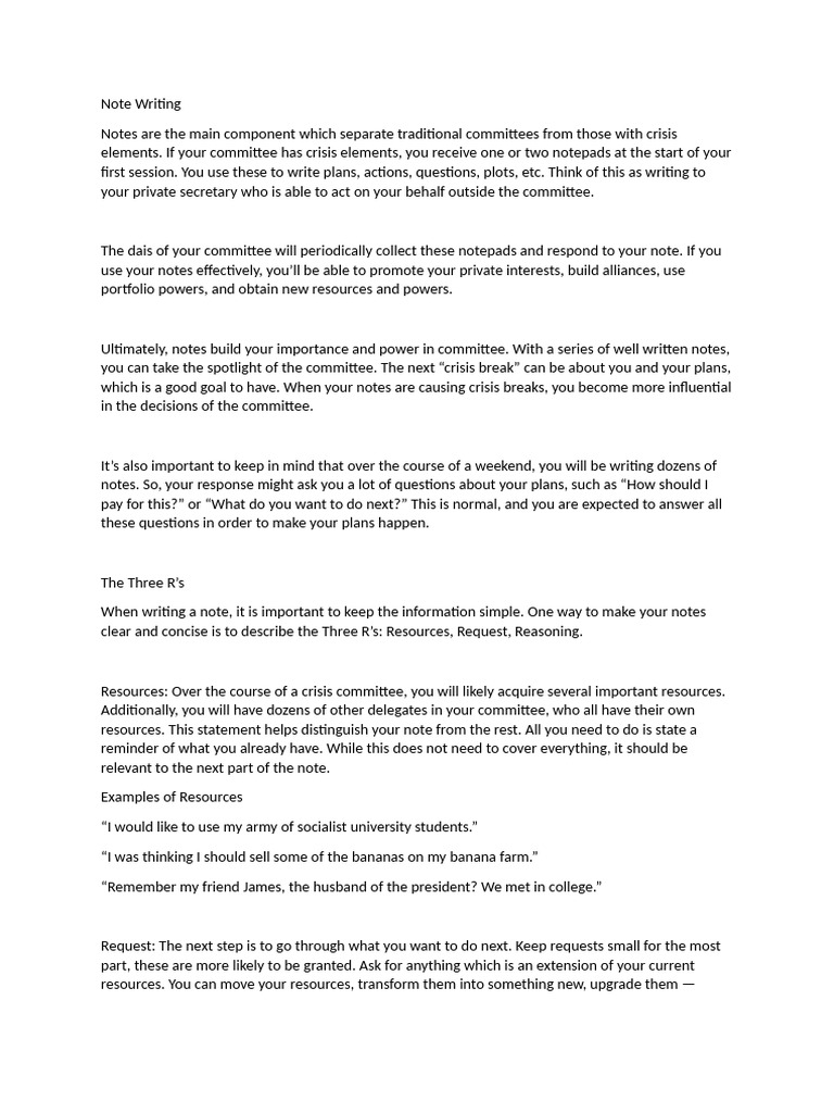 Note Writing | PDF