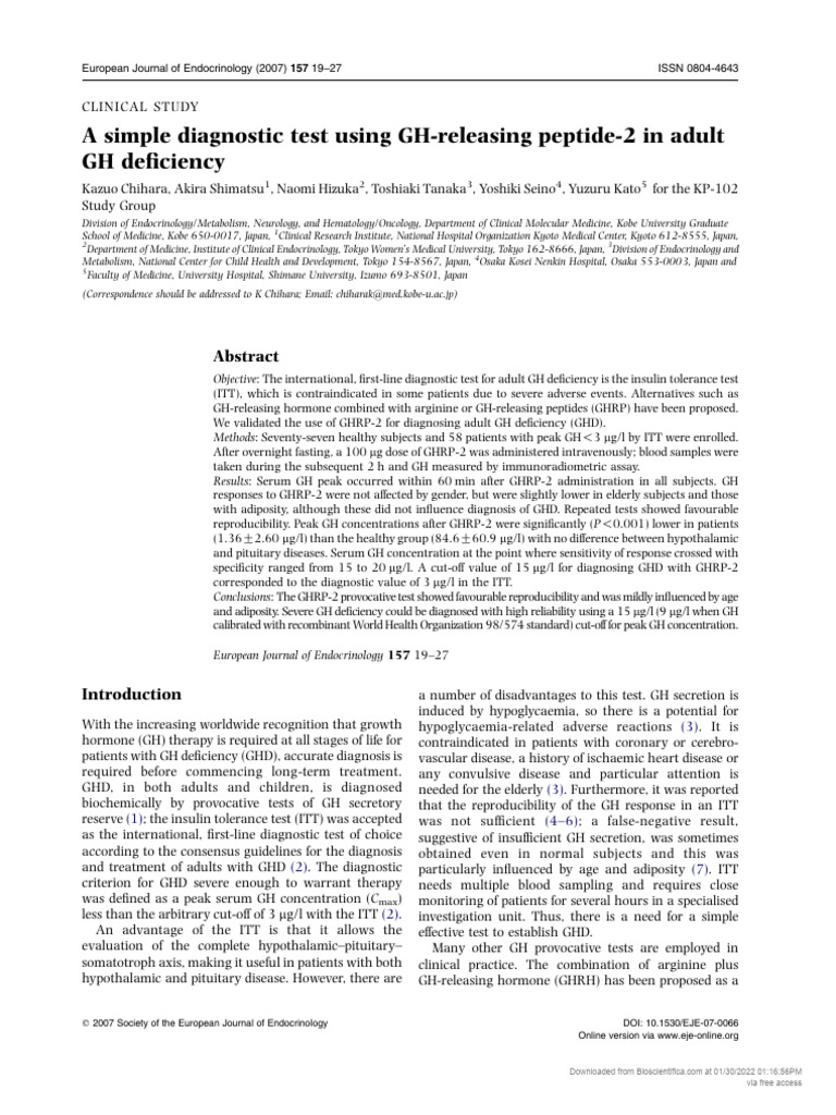  1479683x european journal of endocrinology a simple diagnostic test